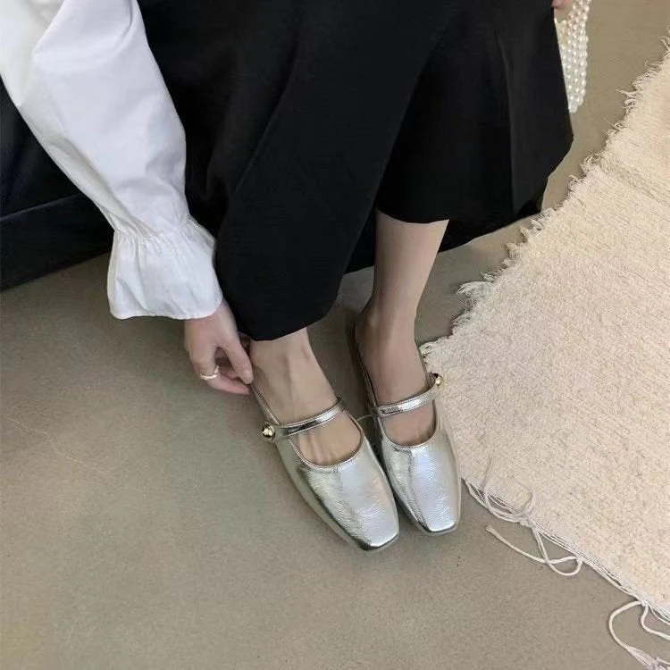 Damen Stilvolle Ballerinas mit Glänzendem Obermaterial und Eleganter Schnalle Heidi-Mode - Image 3