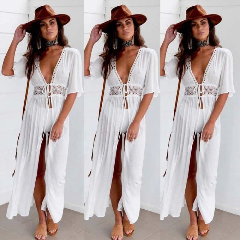 Damen Strandüberwurf mit Tiefem V-Ausschnitt und Exquisiten Ausschnittdetails Heidi-Mode - Image 2