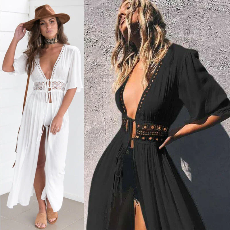 Damen Strandüberwurf mit Tiefem V-Ausschnitt und Exquisiten Ausschnittdetails Heidi-Mode - Image 4