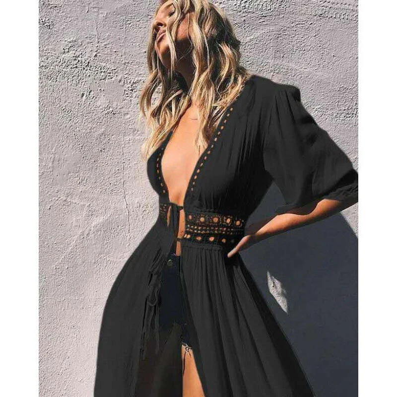 Damen Strandüberwurf mit Tiefem V-Ausschnitt und Exquisiten Ausschnittdetails Heidi-Mode - Image 5