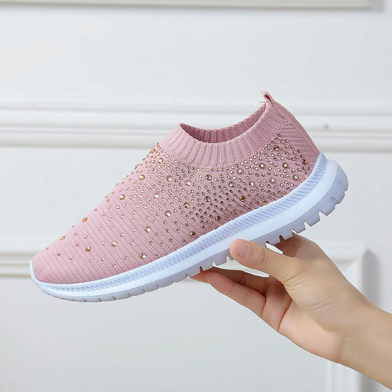 Damen Strass Sneakers mit elastischem Strick-Obermaterial und rutschfester Sohle Heidi Mode - Image 7