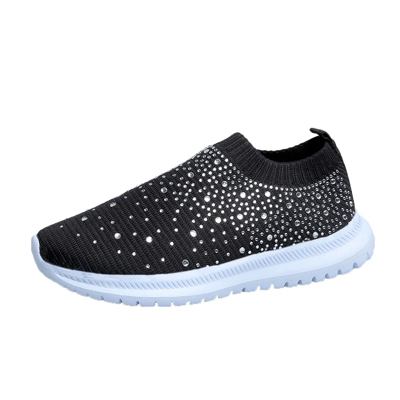 Damen Strass Sneakers mit elastischem Strick-Obermaterial und rutschfester Sohle Heidi Mode - Image 8
