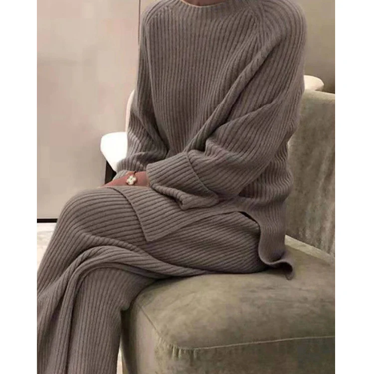 Damen Strickanzug mit weichem Rippenmuster und weitem Schnitt Heidi-Mode - Image 2
