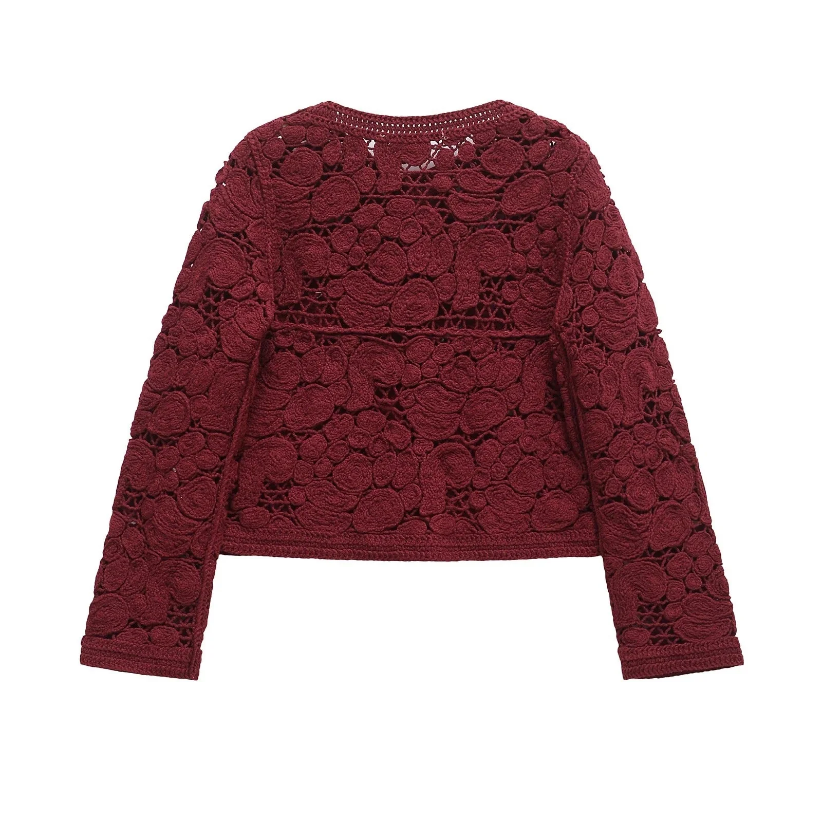 Damen Strickjacke Aus Feiner Spitze mit Dekorativen Knopfdetails und Eleganter Silhouette Heidi-Mode - Image 3