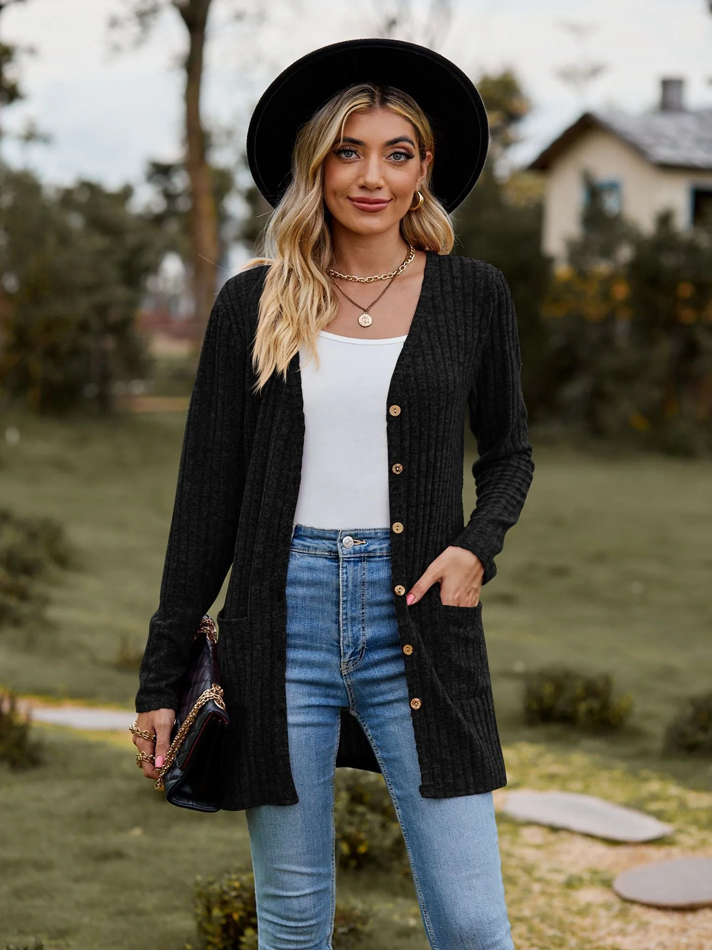 Damen Strickjacke mit Elegantem Rippenmuster und Praktischen Taschen Heidi-Mode - Image 10