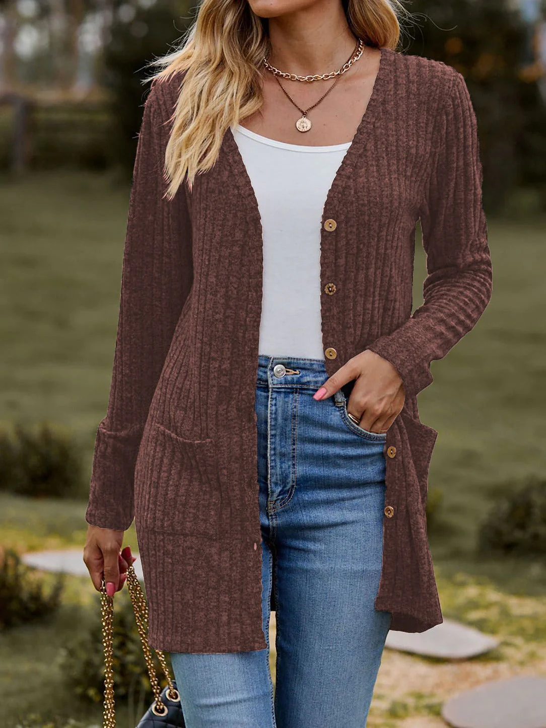 Damen Strickjacke mit Elegantem Rippenmuster und Praktischen Taschen Heidi-Mode - Image 3