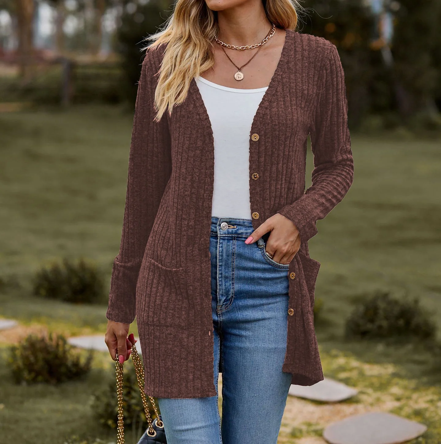 Damen Strickjacke mit Elegantem Rippenmuster und Praktischen Taschen Heidi-Mode - Image 6
