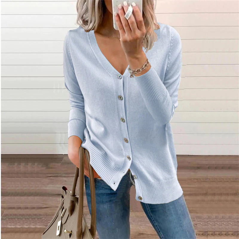 Damen Strickjacke mit Modernen Knopfdetails und Tiefem V-Ausschnitt Heidi-Mode - Image 10