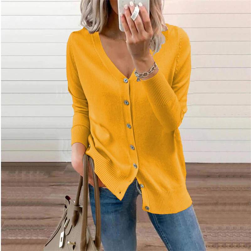 Damen Strickjacke mit Modernen Knopfdetails und Tiefem V-Ausschnitt Heidi-Mode - Image 7
