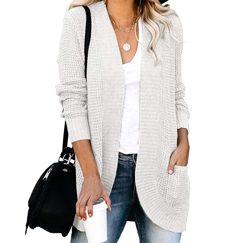Damen Strickjacke mit Offenem Schnitt und Seitlichen Taschen Heidi-Mode - Image 7