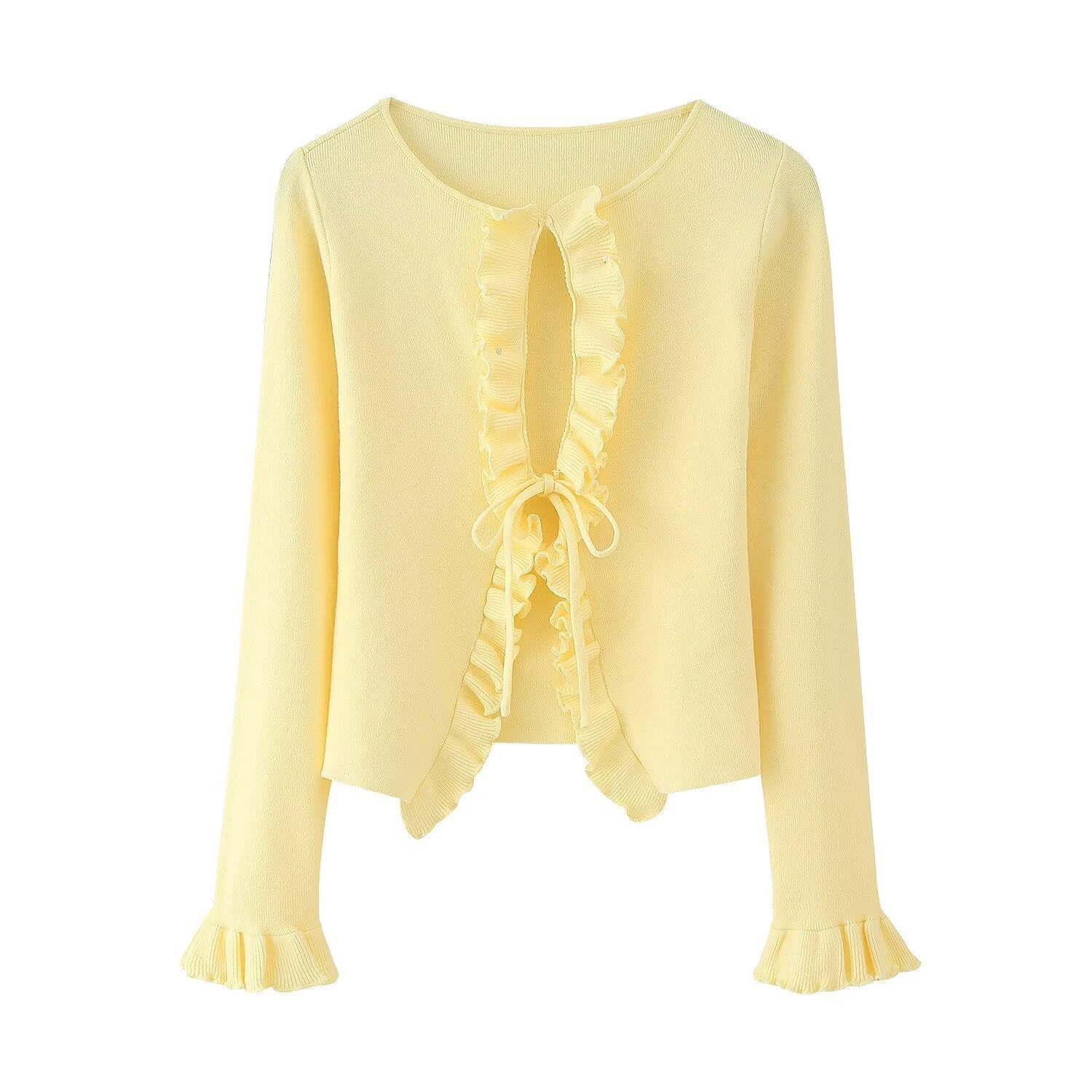 Damen Strickjacke mit Rüschen und Bändern Heidi-Mode - Image 3