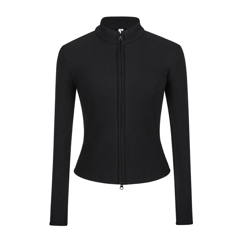 Damen Strickjacke Slim Fit Doppel-Reißverschluss Stehkragen Frühling - Image 12