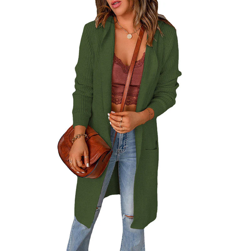 Damen Strickmantel mit Tiefem V-Ausschnitt und Großzügigen Taschen Heidi-Mode - Image 10