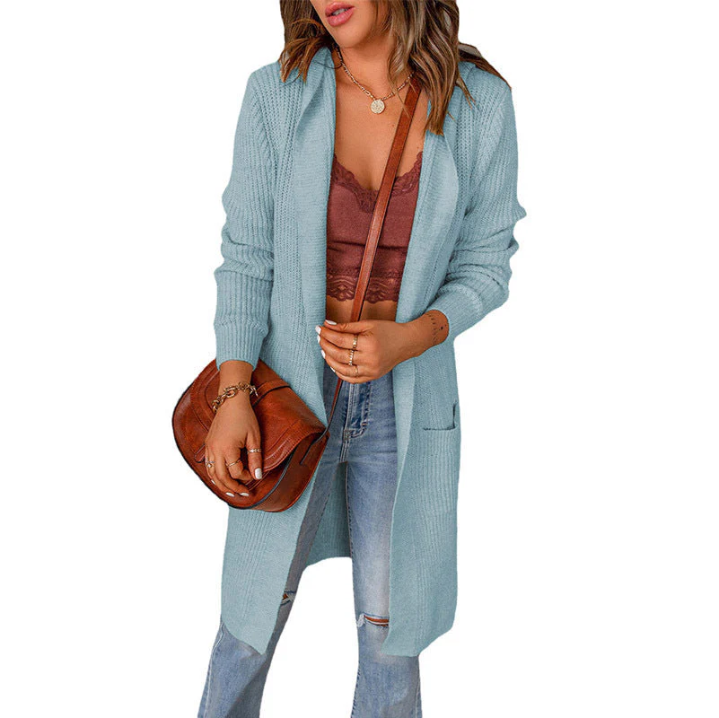 Damen Strickmantel mit Tiefem V-Ausschnitt und Großzügigen Taschen Heidi-Mode - Image 12