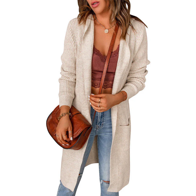 Damen Strickmantel mit Tiefem V-Ausschnitt und Großzügigen Taschen Heidi-Mode - Image 6