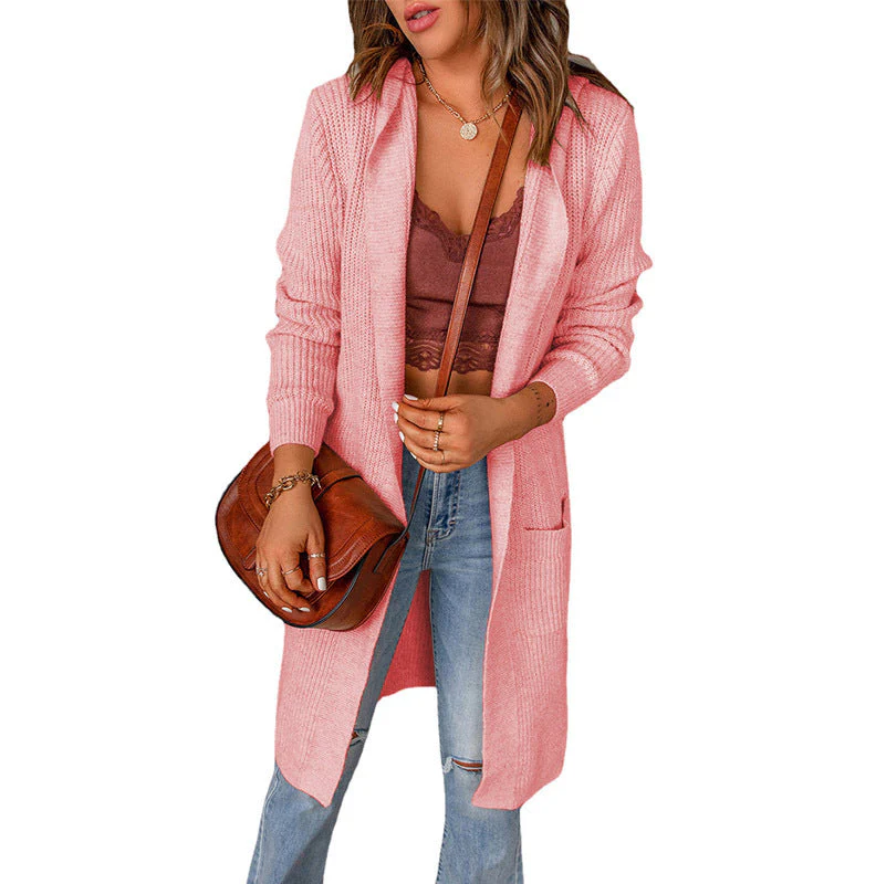 Damen Strickmantel mit Tiefem V-Ausschnitt und Großzügigen Taschen Heidi-Mode - Image 7