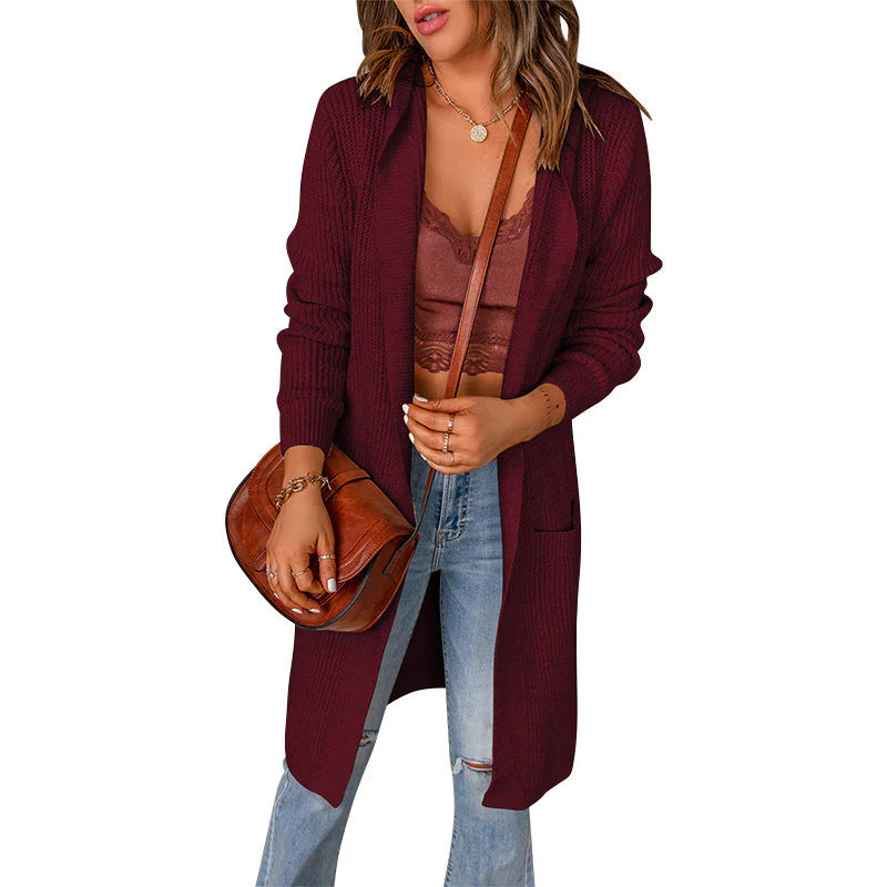 Damen Strickmantel mit Tiefem V-Ausschnitt und Großzügigen Taschen Heidi-Mode - Image 9