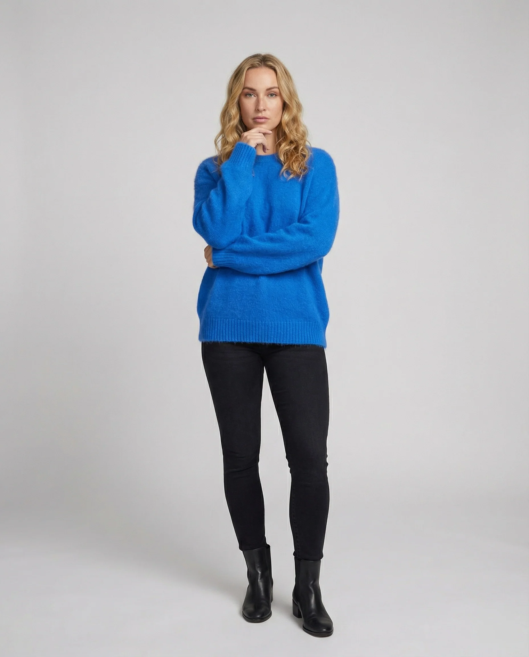 Damen Strickpullover aus weichem Kaninchenhaar-Mix Oversize - Image 3