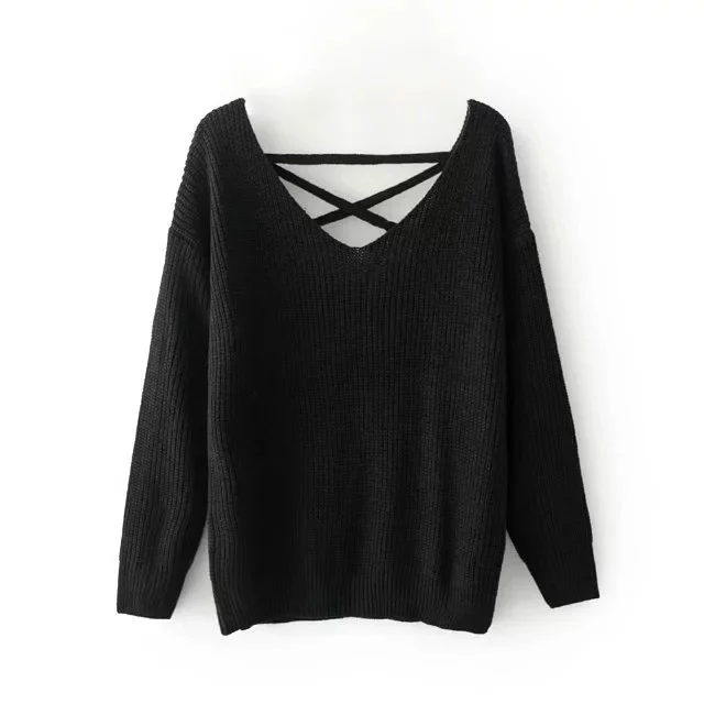 Damen Strickpullover mit tiefem V-Ausschnitt und dekorativem Rückendesign Heidi-Mode - Image 6