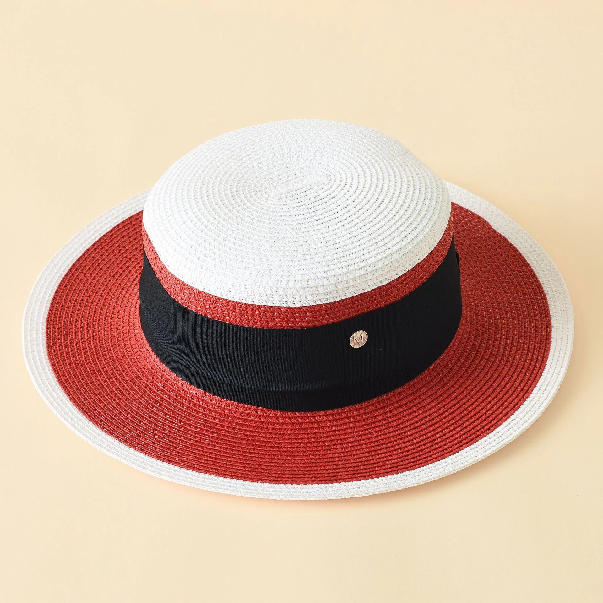 Damen Strohhut Im Klassischen Boater-Stil mit Breiter Krempe und Dekorativem Band Heidi-Mode - Image 11