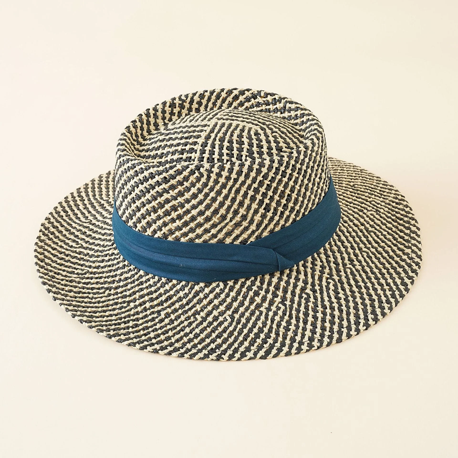 Damen Strohhut mit Breiter Krempe und Elegantem Kontrastband Heidi-Mode - Image 2