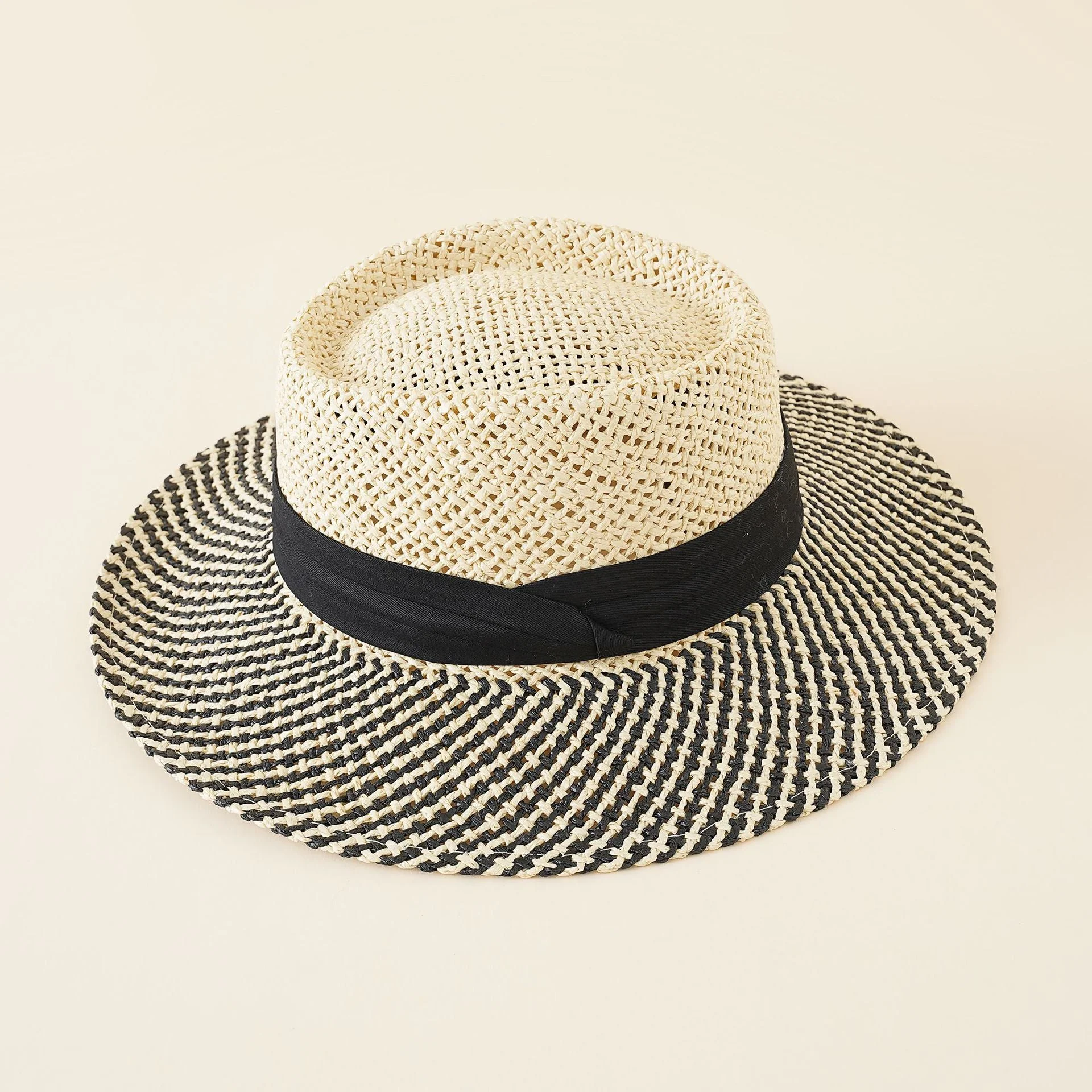 Damen Strohhut mit Breiter Krempe und Elegantem Kontrastband Heidi-Mode - Image 3