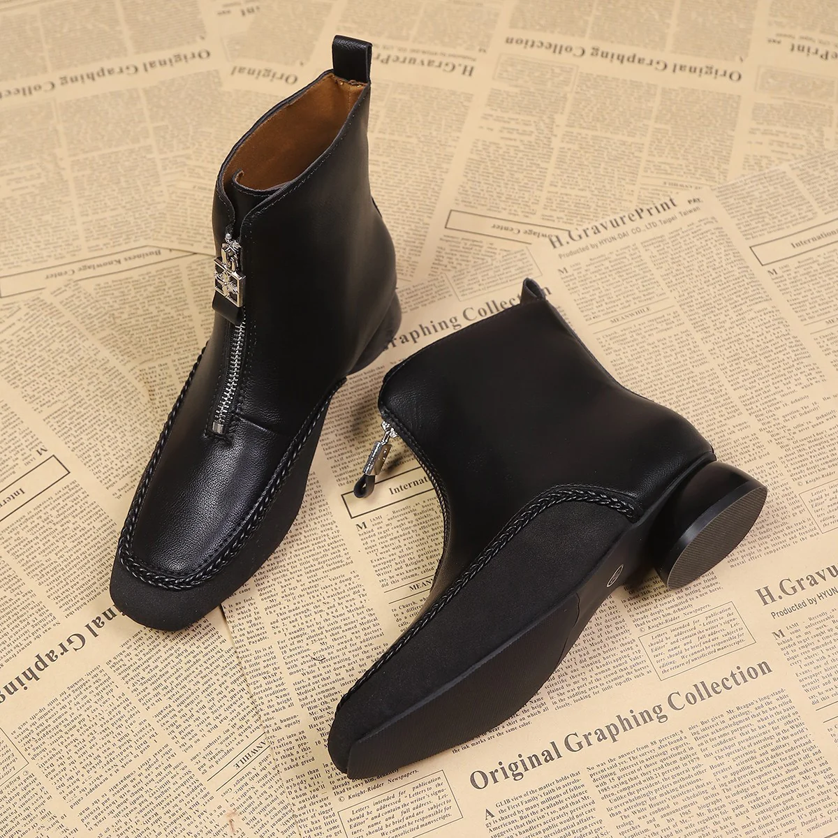 Damen Stylische Ankle Boots mit Reißverschluss und geschmeidigem Leder Heidi Mode - Image 4