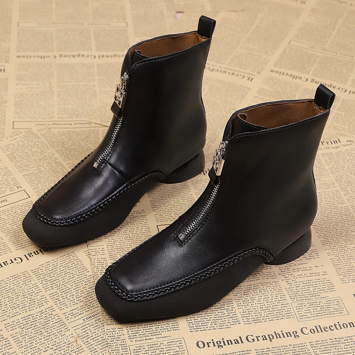 Damen Stylische Ankle Boots mit Reißverschluss und geschmeidigem Leder Heidi Mode - Image 7