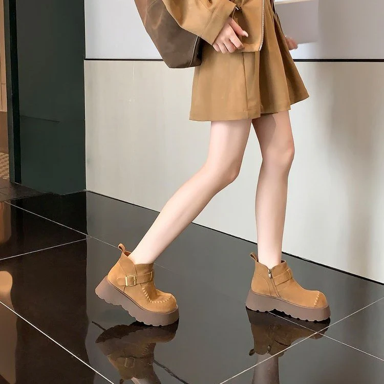 Damen Stylische Plateaustiefel mit modischem Schnallenverschluss Heidi Mode - Image 4