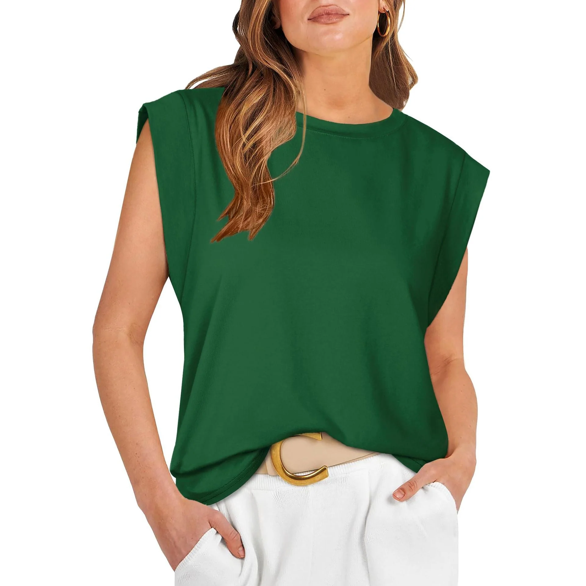 Damen Stylish Oversized T-Shirt mit Schulterpolstern Heidi-Mode