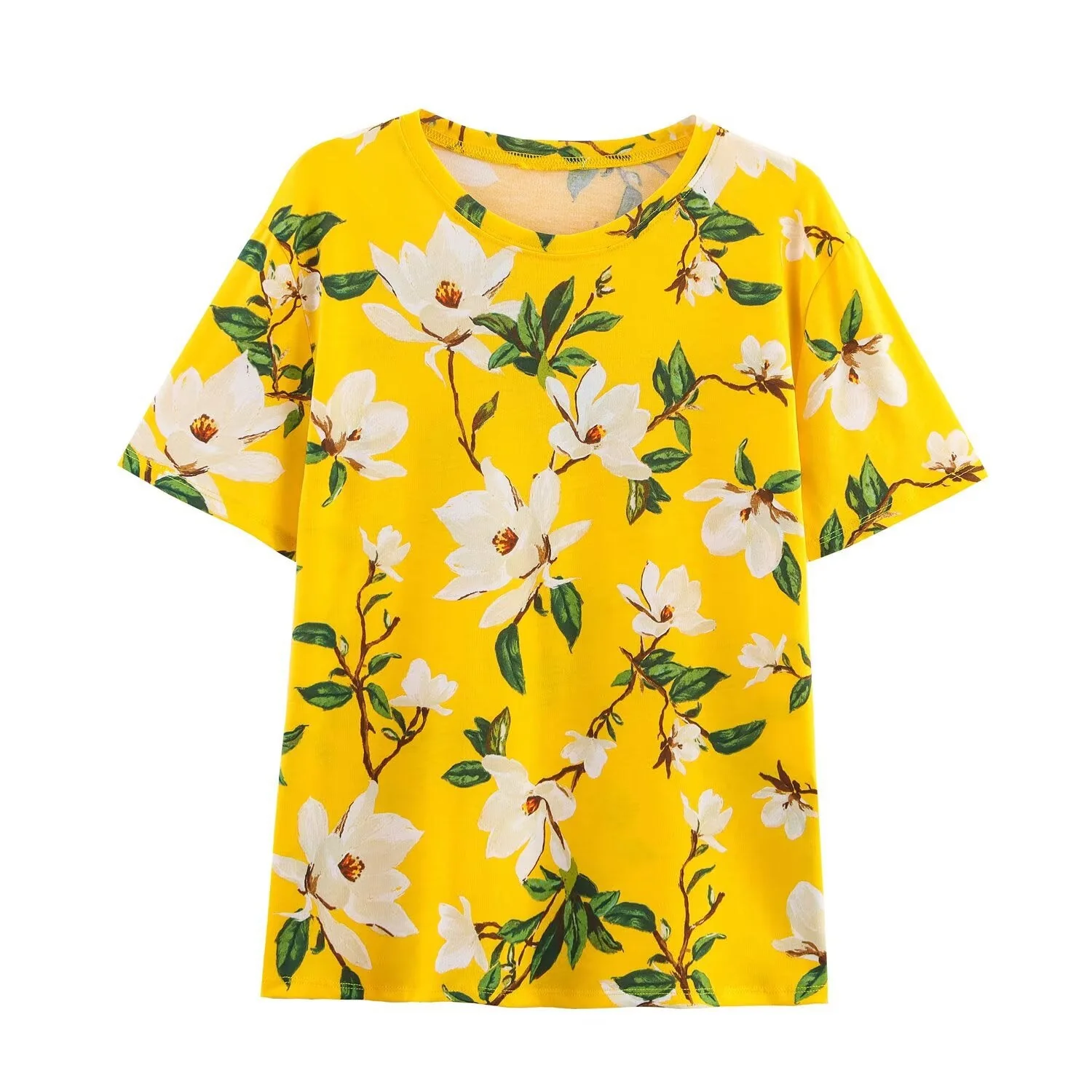 Damen T-Shirt Aus Hochwertiger Baumwolle mit Floralem Print und Lässigem Schnitt Heidi-Mode - Image 4