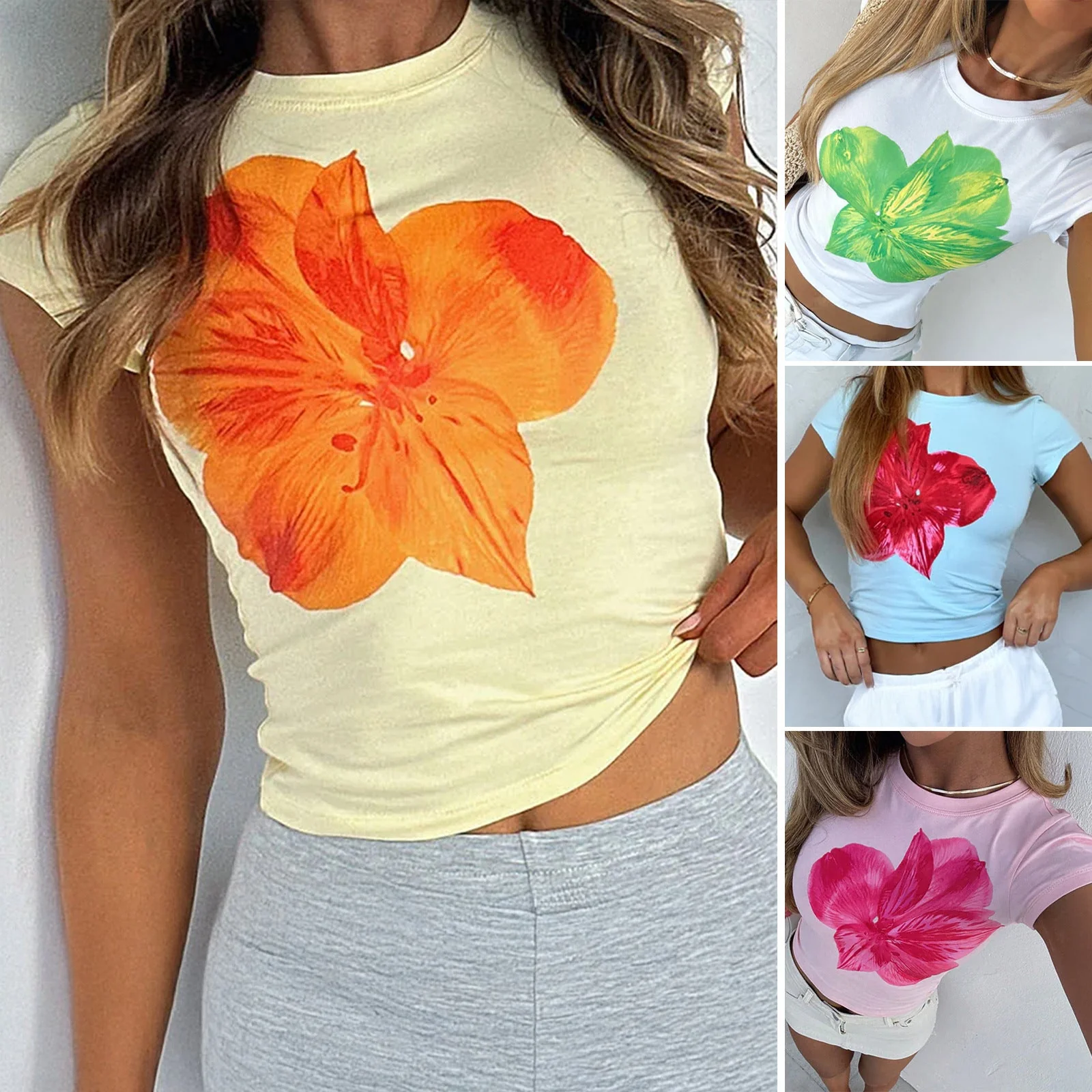 Damen T-Shirt mit Floralem Druck und Kurzem Schnitt Heidi-Mode