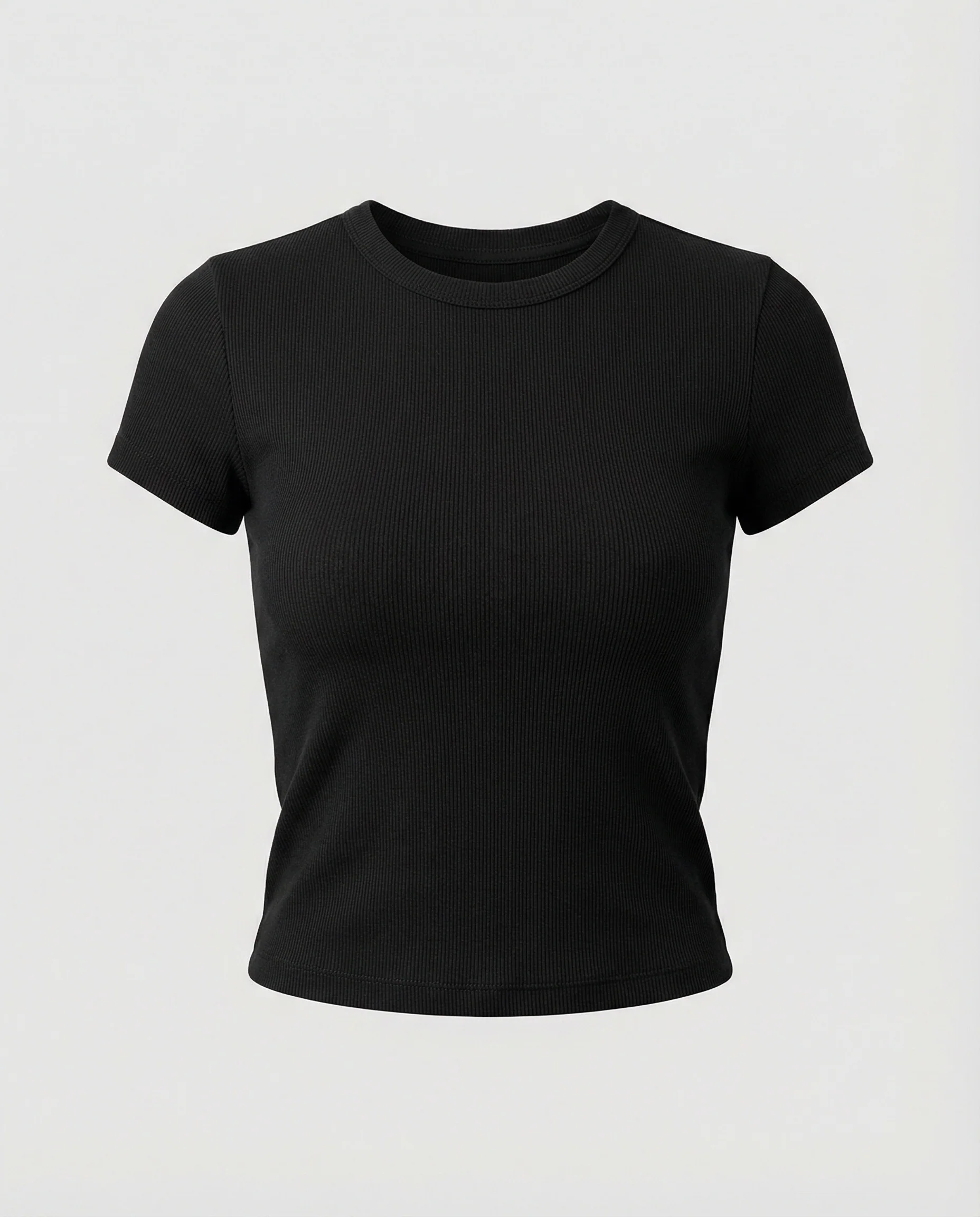 Damen T-Shirt Slim-Fit Elastisch Kurzarm Rundhals Einfarbig Sommer Basic - Image 5