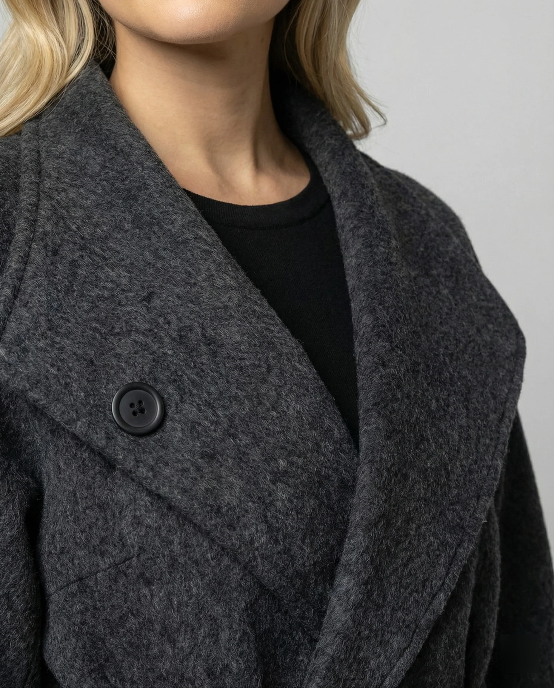 Damen taillierter Wollmix-Mantel mit Bindegürtel und Spitzmanschetten Heidi-Mode - Image 3