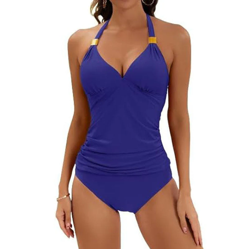 Damen Tankini mit Gerafftem Oberteil und Hohem Bund Heidi-Mode - Image 3