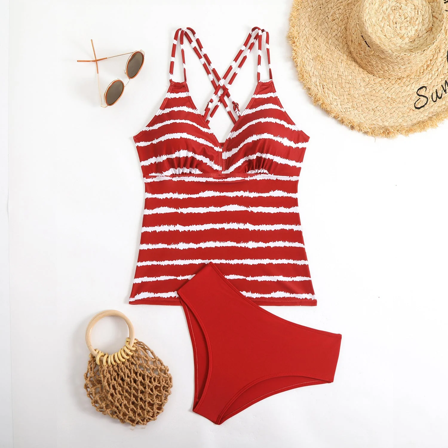Damen Tankini mit Verstellbaren Trägern und Elegantem Streifenmuster Heidi-Mode - Image 5