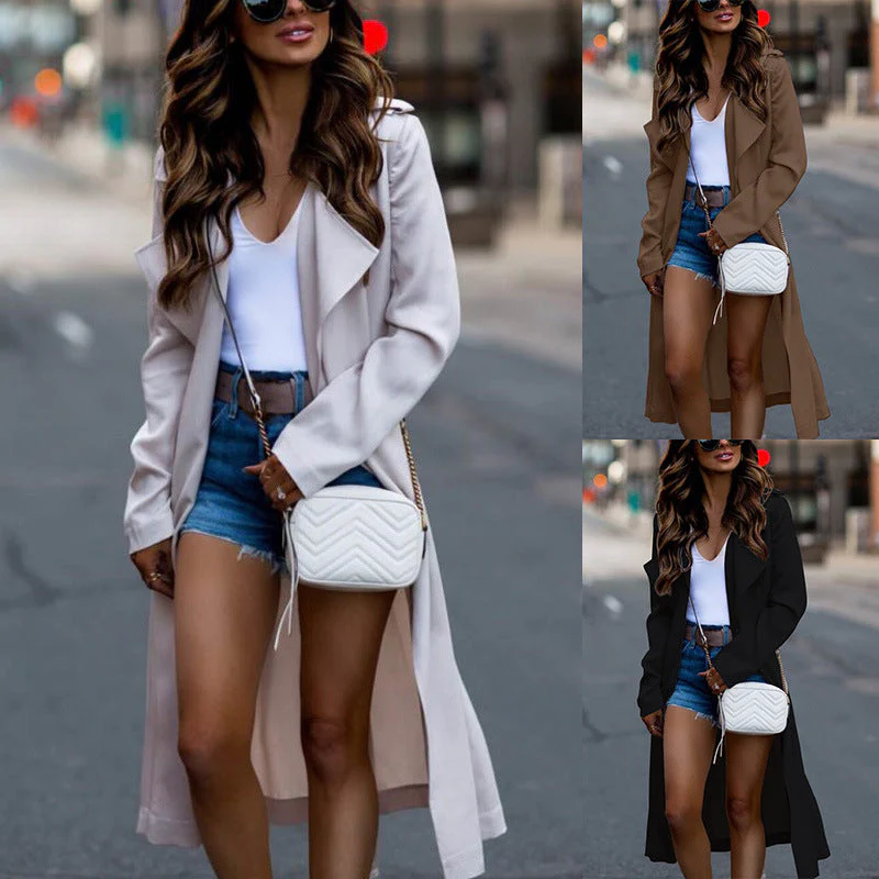 Damen Trenchcoat mit Elegantem Schnitt und Funktionalen Taschen Heidi-Mode