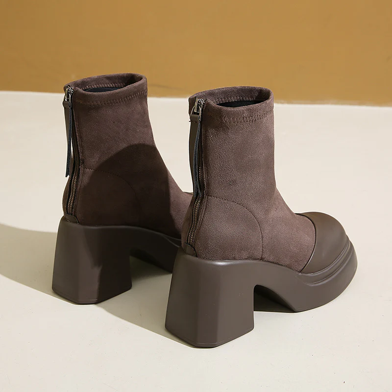 Damen trendige Ankle Boots mit robustem Blockabsatz und elastischer Schafthöhe Heidi Mode - Image 2