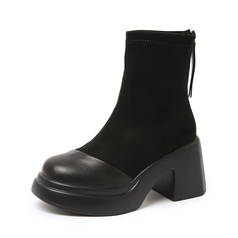 Damen trendige Ankle Boots mit robustem Blockabsatz und elastischer Schafthöhe Heidi Mode - Image 5
