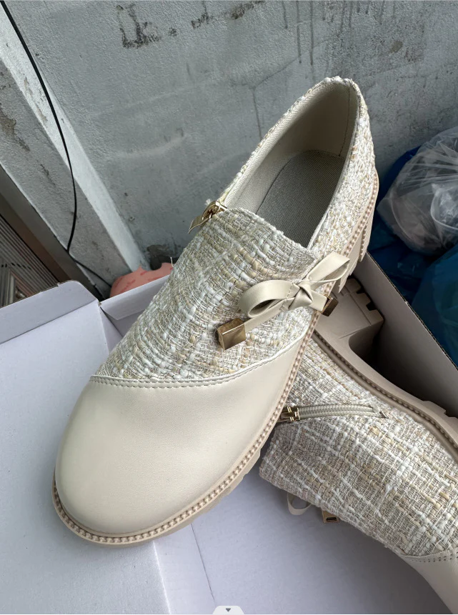 Damen Trendige Booties mit modischem Tweed-Obermaterial und dekorativer Schleife Heidi Mode - Image 3