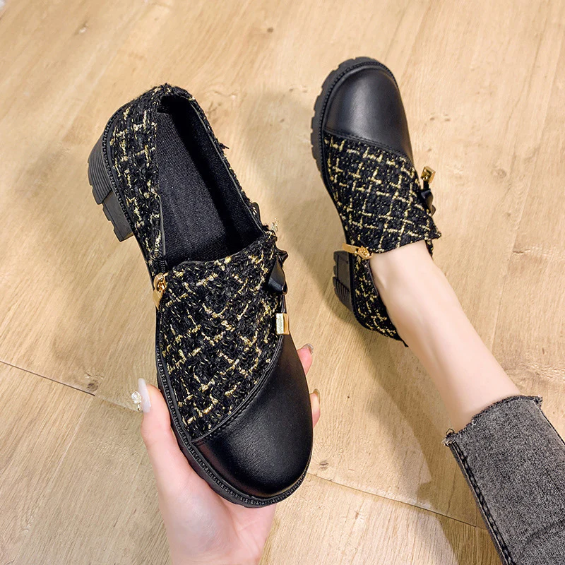 Damen Trendige Booties mit modischem Tweed-Obermaterial und dekorativer Schleife Heidi Mode - Image 4