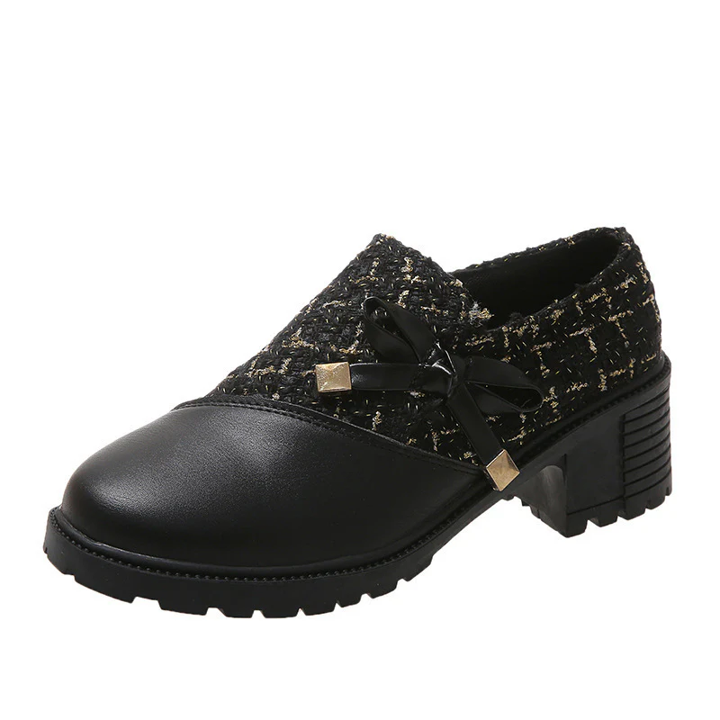 Damen Trendige Booties mit modischem Tweed-Obermaterial und dekorativer Schleife Heidi Mode - Image 5