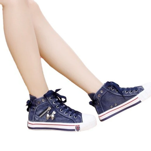 Damen trendige Hochtop-Sneaker mit modischen Totenkopf-Applikationen Heidi Mode - Image 5