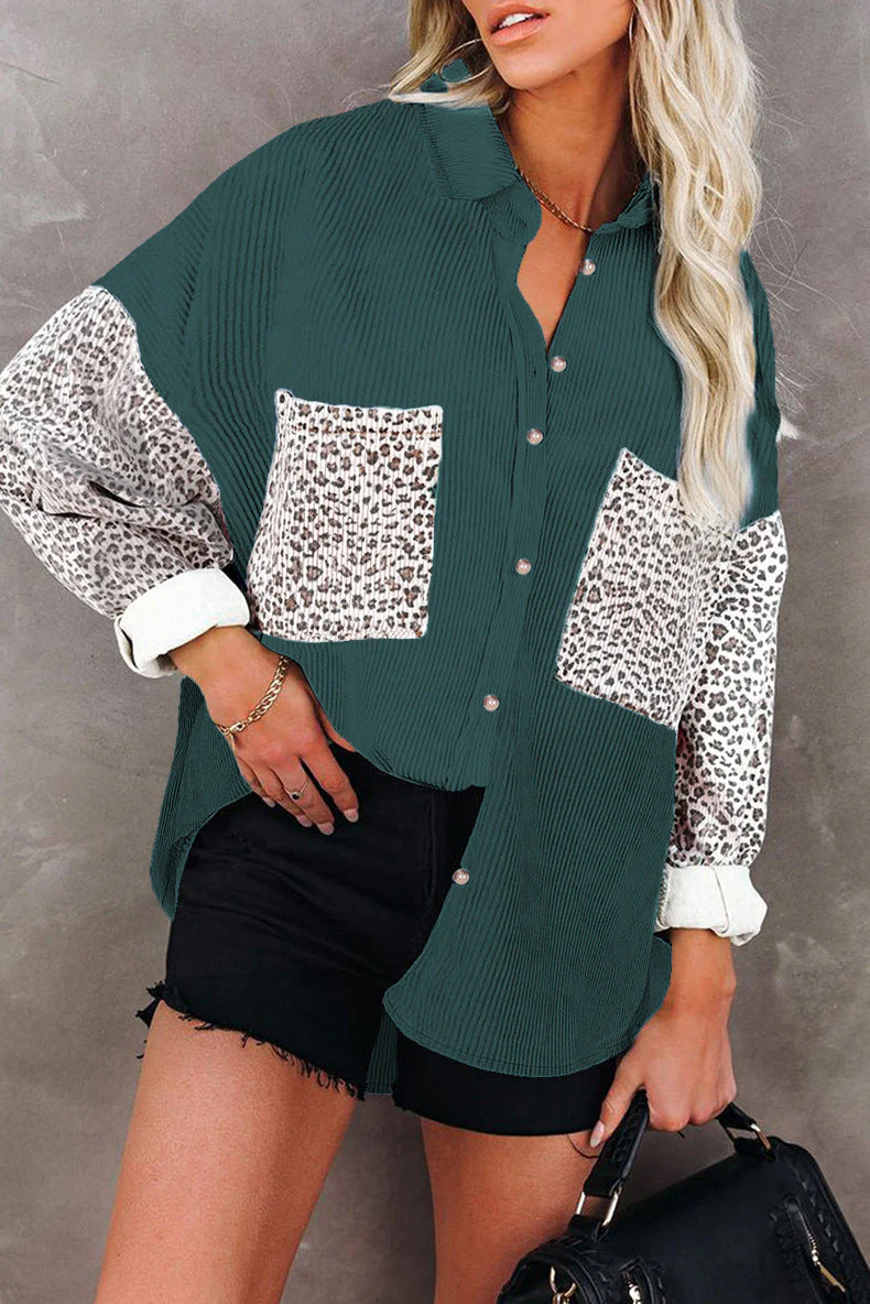 Damen Trendige Kordjacke mit Leo-Details Heidi-Mode - Image 3