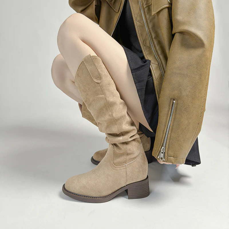 Damen Trendige Overknee Stiefel mit elegantem Blockabsatz Heidi Mode