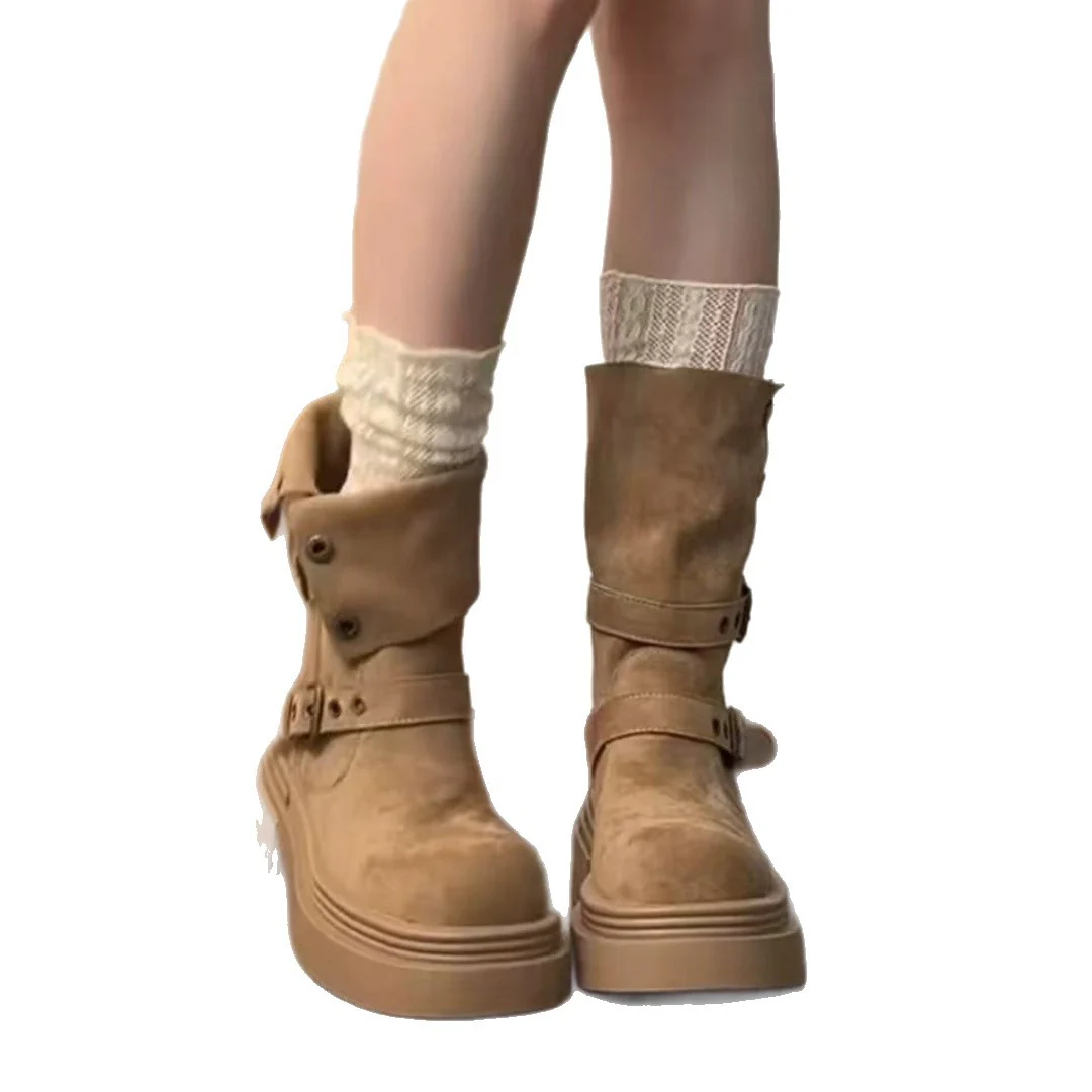 Damen Trendige Stiefel mit praktischem Schnallenverschluss und dicker Sohle Heidi Mode - Image 5