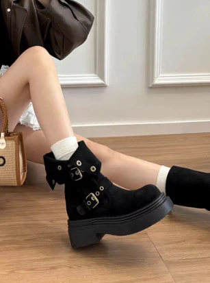 Damen Trendige Stiefel mit praktischem Schnallenverschluss und dicker Sohle Heidi Mode - Image 7