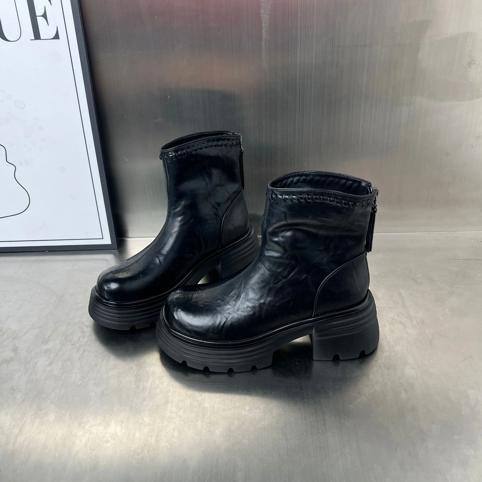 Damen trendige Stiefeletten mit robustem Profil und hochwertigem Leder Heidi Mode - Image 2