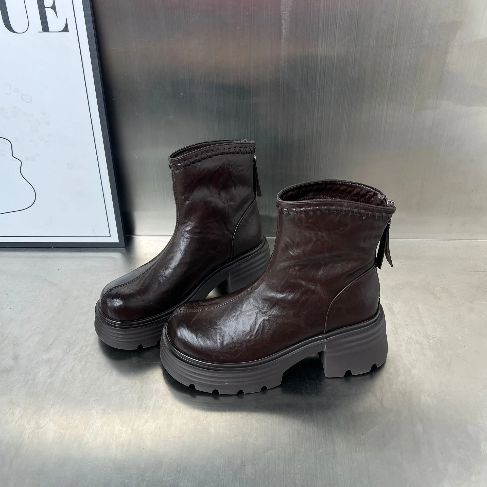 Damen trendige Stiefeletten mit robustem Profil und hochwertigem Leder Heidi Mode - Image 6