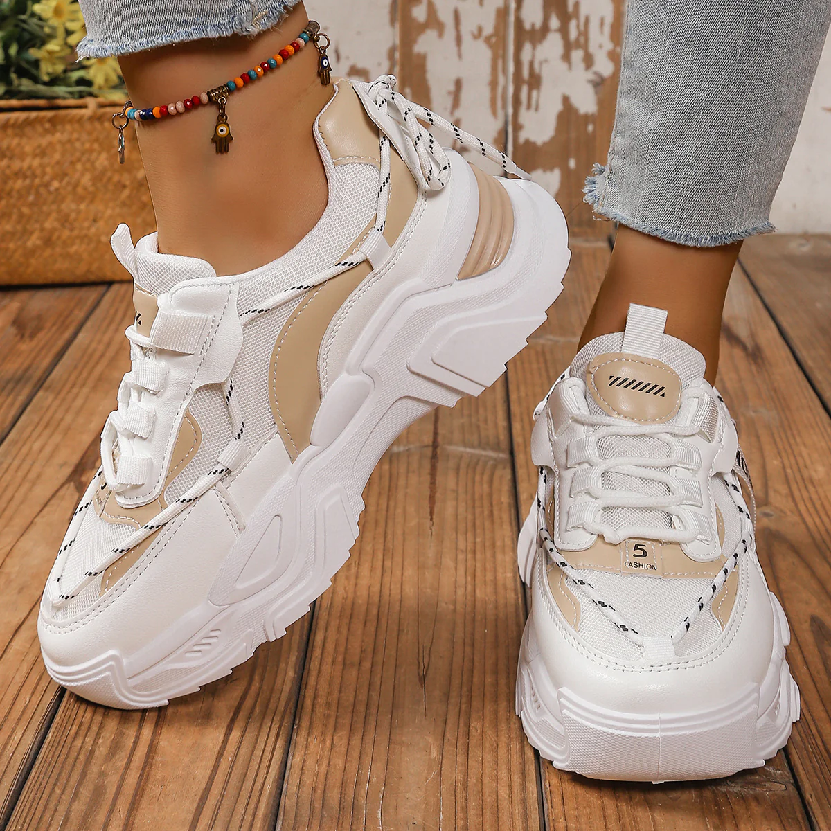 Damen Trendige und bequeme Chunky Sneaker mit atmungsaktivem Mesh-Obermaterial Heidi Mode - Image 4